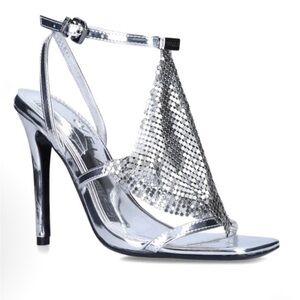 Elegant Carvels, Silver, Chainmail,Armour Sandal Carvela by Kurt Geiger-NO BOX